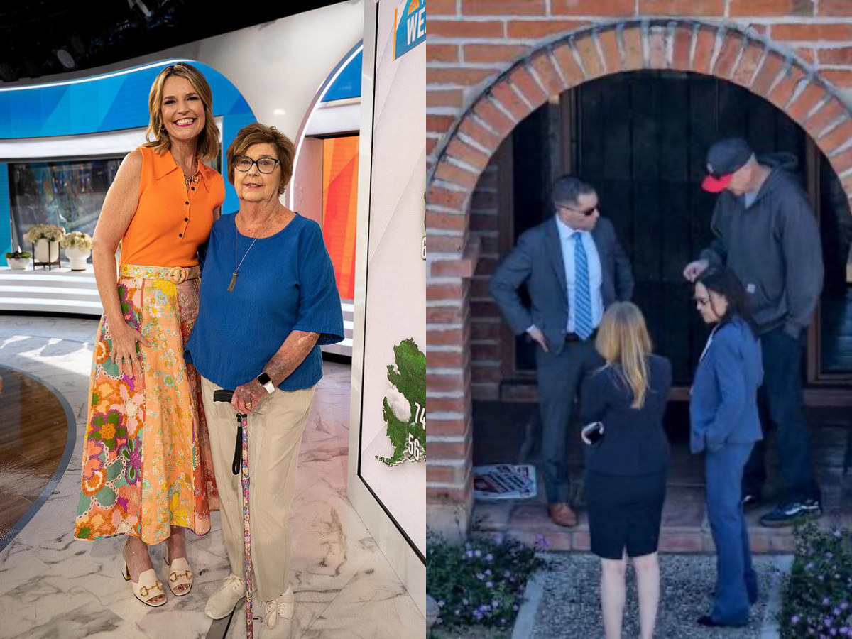 Grayscale surveillance footage showing silhouette of person in doorway/entrance